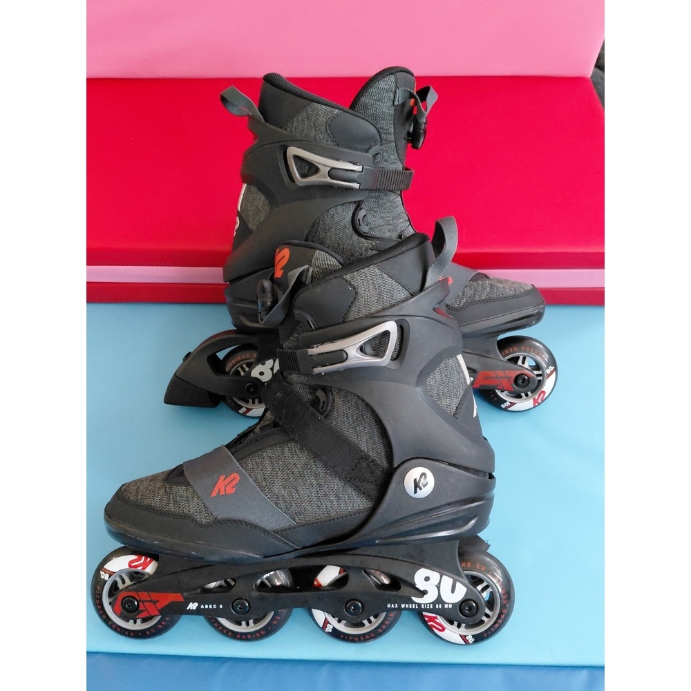 K2 FIT 80 Boa Mens Inline Skates Black Grey Size 10.5 Fitness Roller Blades
